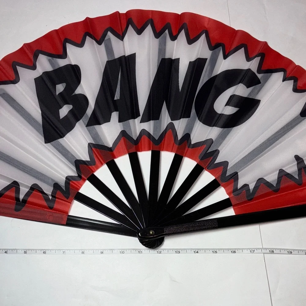Red and Black Party Fan with 'BANG' Design